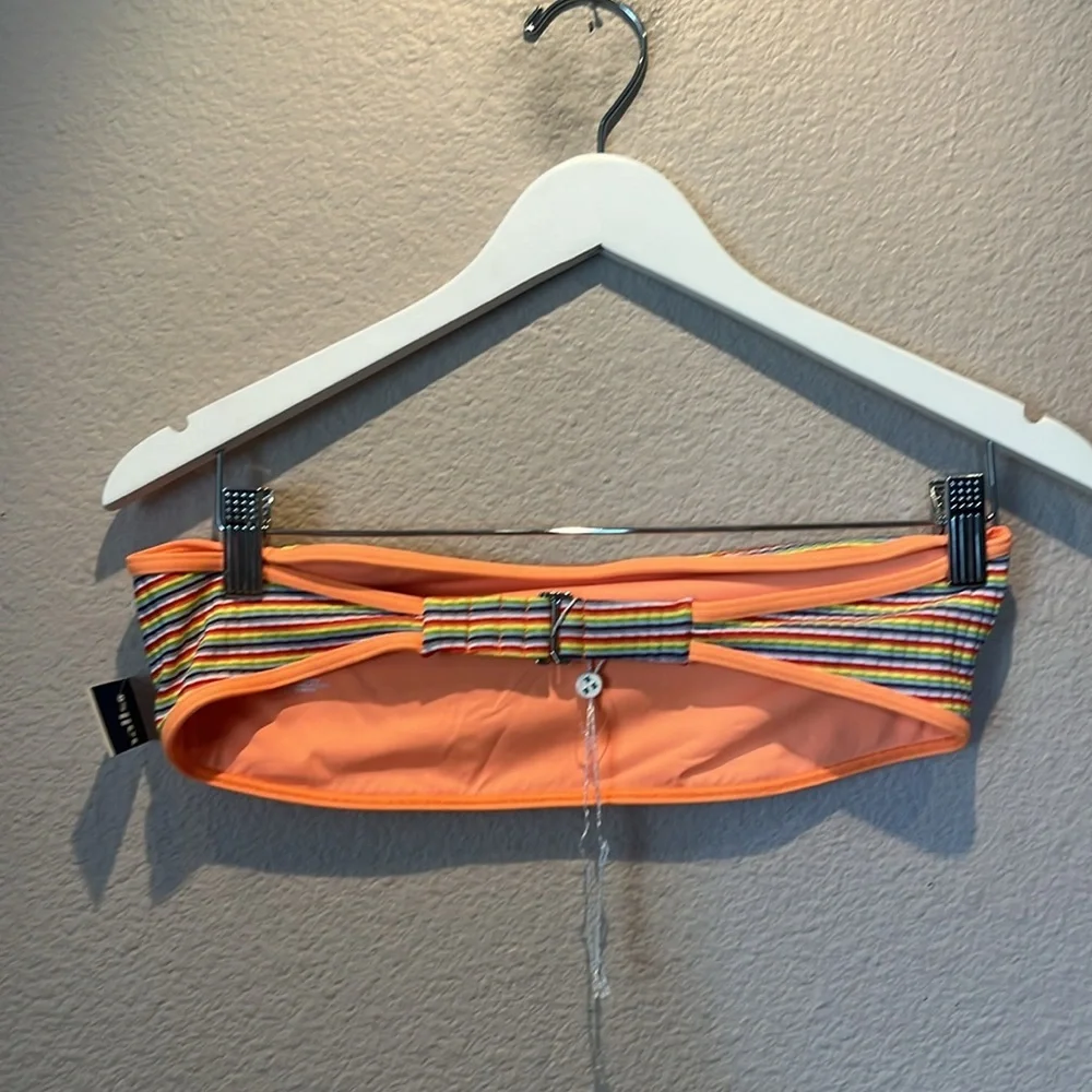 New Frankie’s Bikinis Women’s Rosabella Striped Bandeau Bikini Top Large